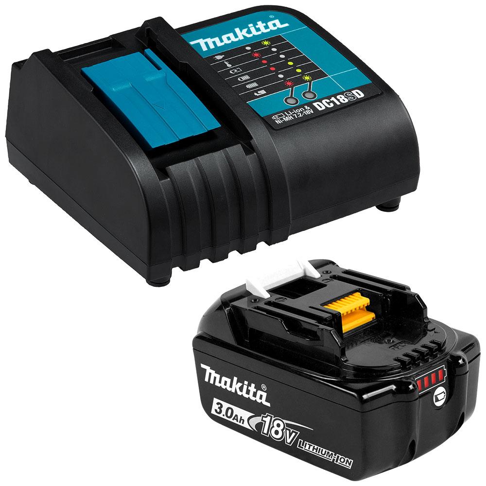 Makita 198399 6 18V Li Ion DC18SD Charger and BL1830B L 3.0Ah Battery with Gauge Combo