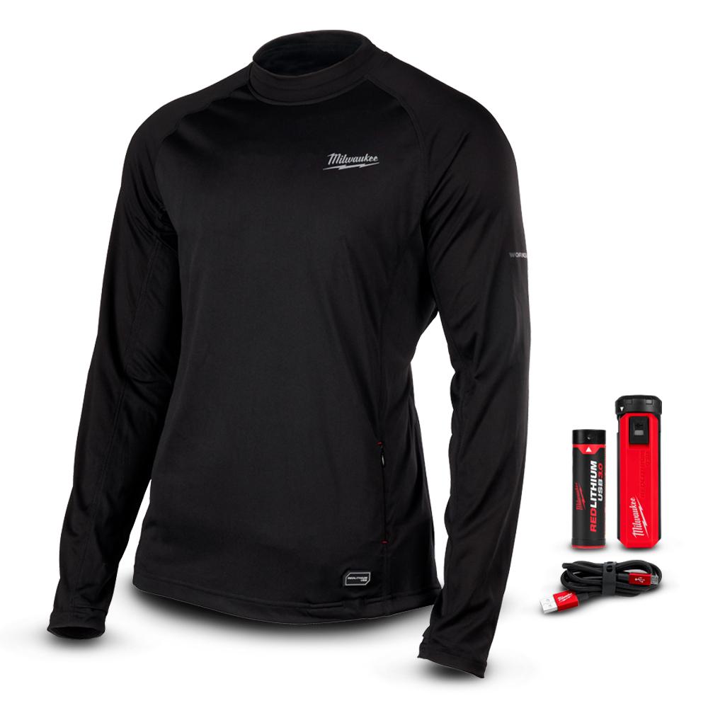 Milwaukee L4HBLBLACK 301 REDLITHIUM WORKSKIN USB Heated Base Layer Black