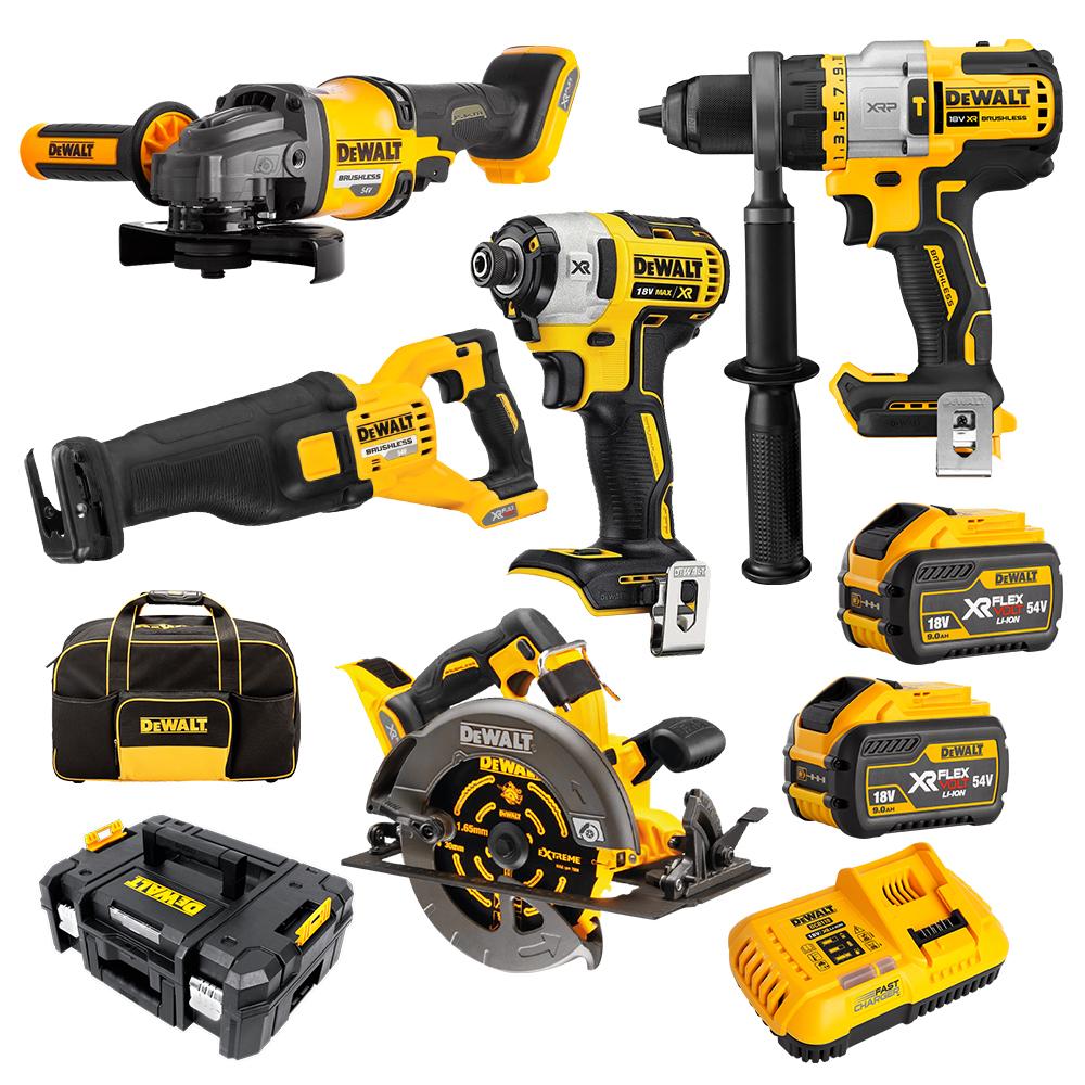 DeWalt DCZ596X2T XE 18V 54V 9.0Ah FlexVolt XR Li Ion Cordless Brushless 5pce Combo Kit