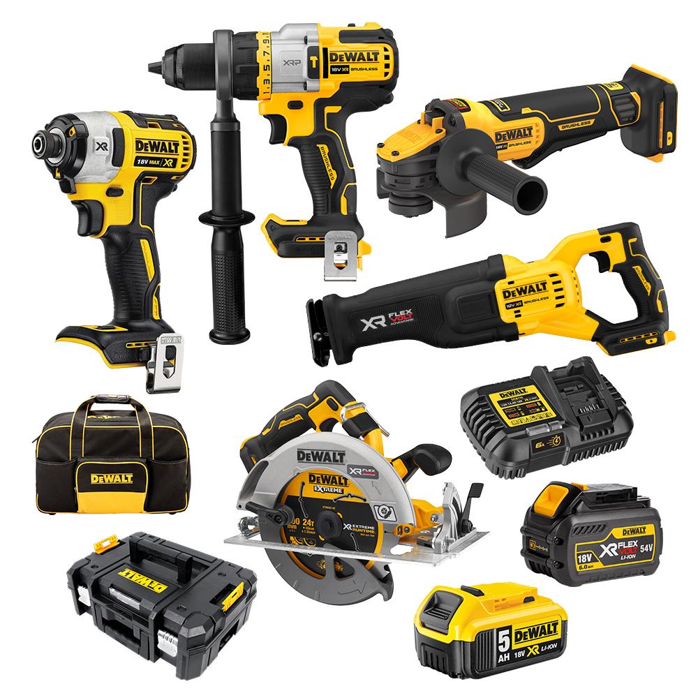DeWalt DCZ586P1T1T XE 18V 6.0Ah 5.0Ah FlexVolt Advantage XR Li Ion Cordless Brushless 5pce Combo Kit
