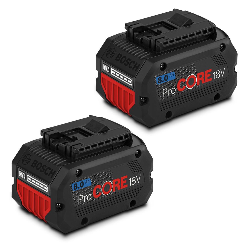 Bosch 2 X GBA 8.0AH KIT 0.615.990.M2E 2 Pack 18V 8.0Ah Li ion Cordless Battery with Gauge