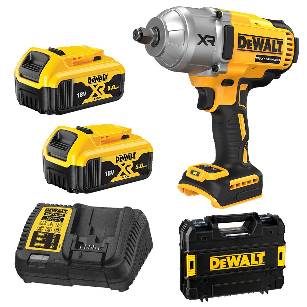 DeWalt DCF900P2T XE 18V 5.0Ah XR Li ion Cordless Brushless 1 2 High Torque Impact Wrench Combo Kit
