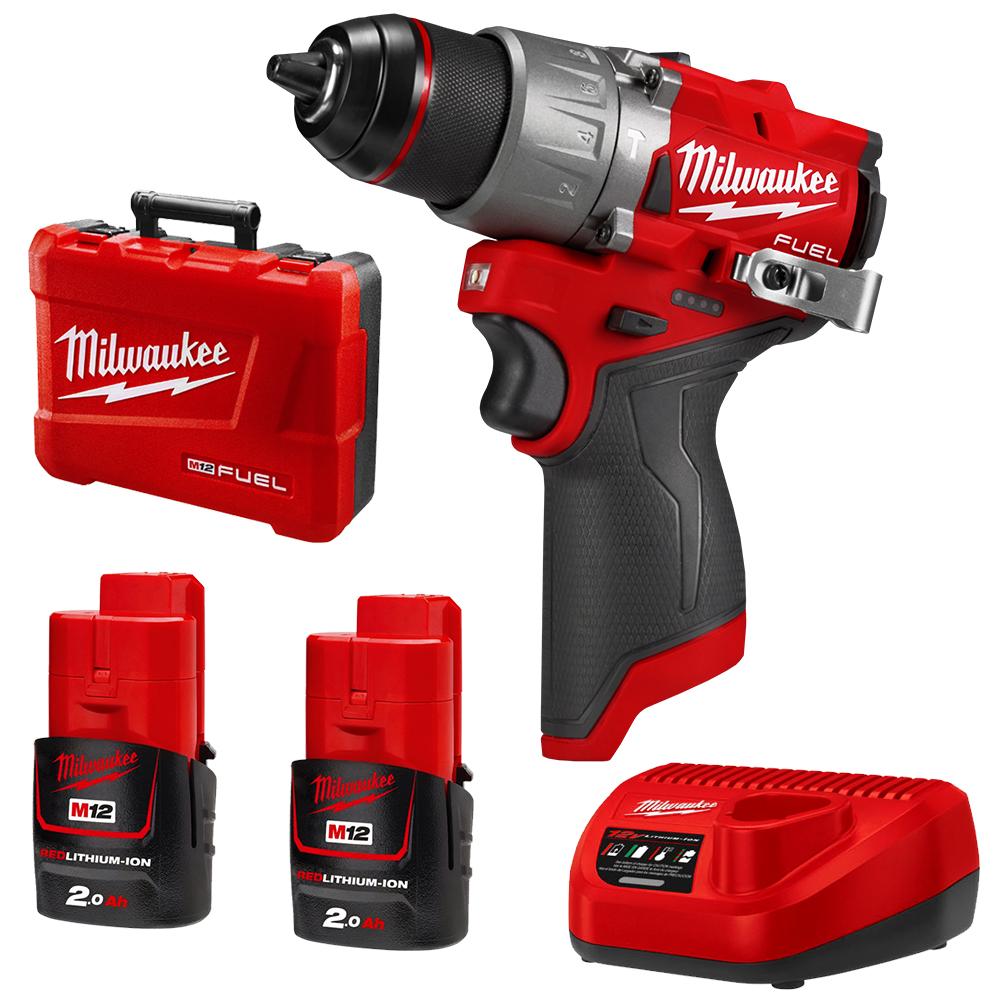 Milwaukee M12FPD2202C 12V 2.0Ah Li ion Cordless Fuel Hammer Drill Driver Combo Kit