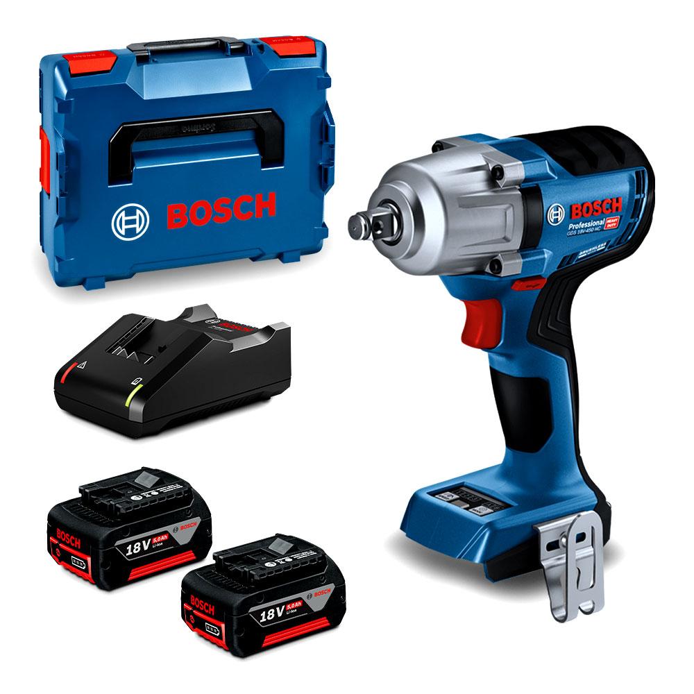 Bosch GDS 18V 450 HC 0.601.9K4.041 18V 5.0Ah Li ion Cordless Brushless 1 2 Mid Torque Impact Wrench Combo Kit