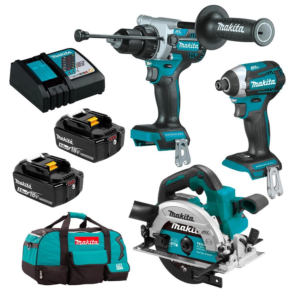 Makita DLX3151TX1 18V 5.0Ah Li ion Cordless Brushless 3pce Combo Kit