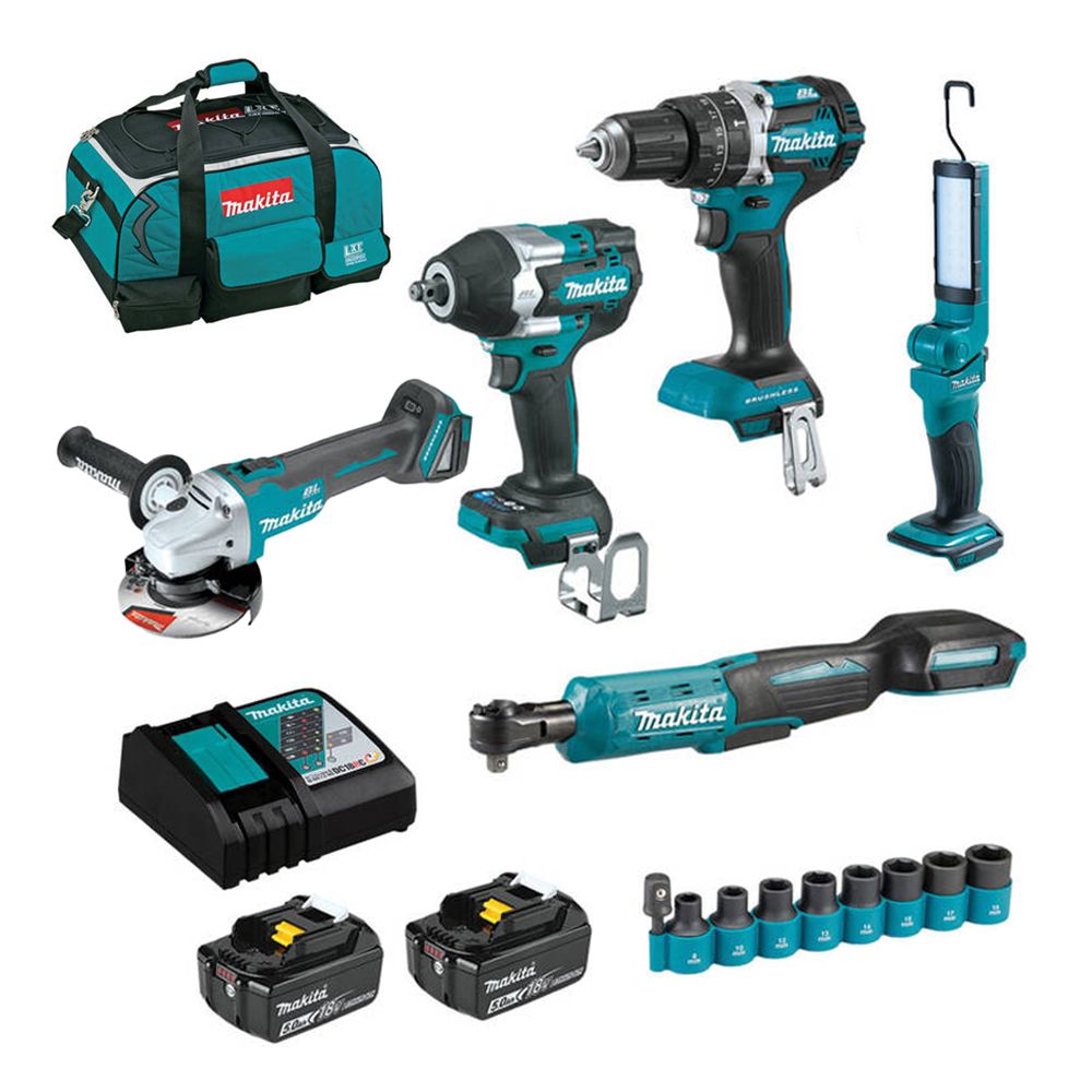 Makita DLX5075TX1 18V 5.0Ah Li Ion Cordless Brushless 5pce Combo Kit