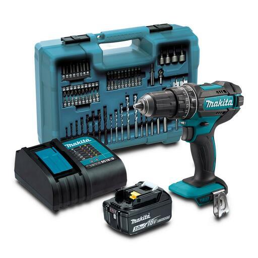 Makita DHP482SFX1 18V 3.0Ah Li Ion 74pce Cordless Hammer Drill Driver Combo Kit
