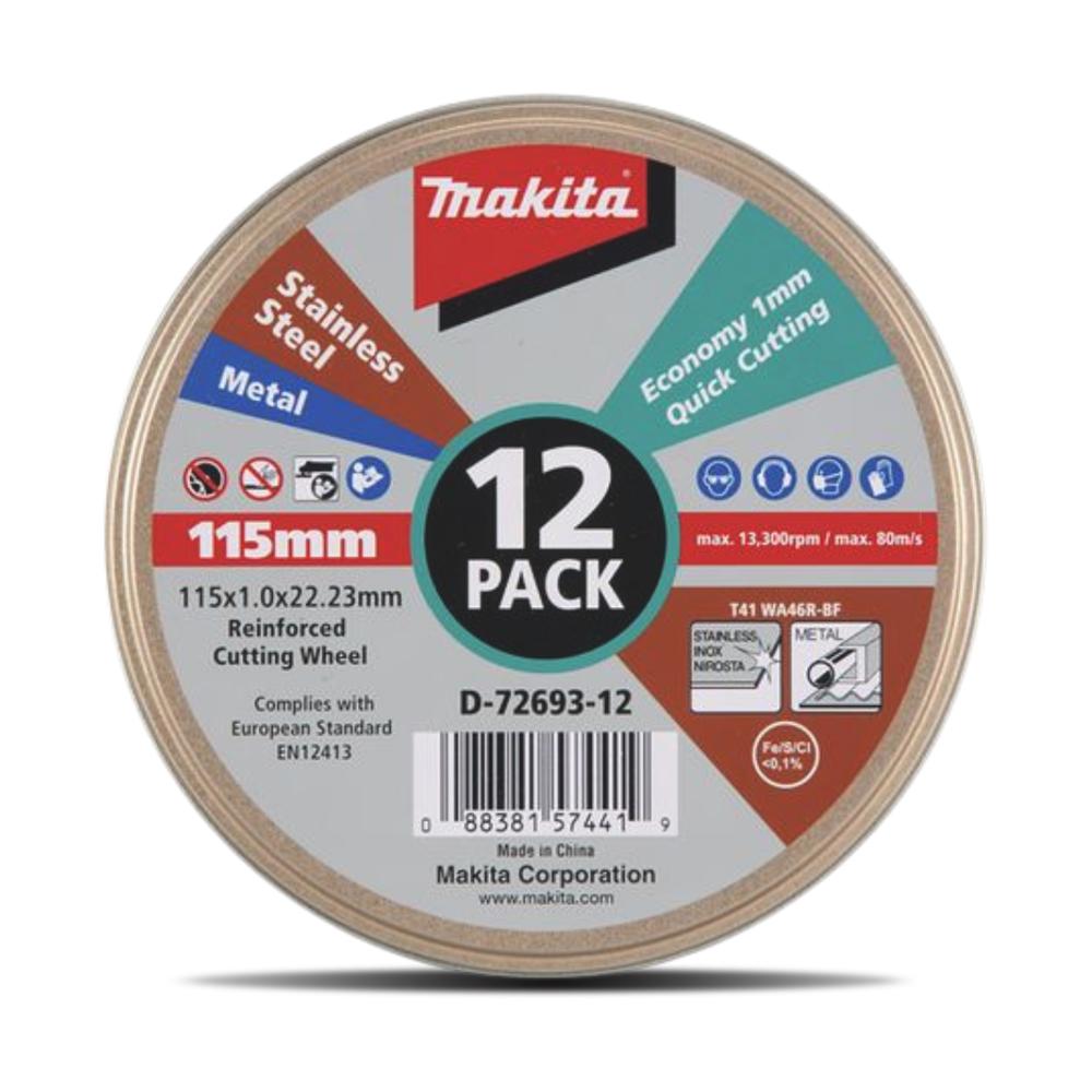 Makita D 72693 12 12 Pack 115mm 4 1 2 INOX Cut Off Wheels