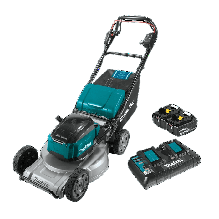 Makita DLM537PT2 36V 18Vx2 LXT 5.0Ah Li ion Cordless Brushless 534mm 21 Aluminium Deck Self Propelled Lawn Mower Combo Kit