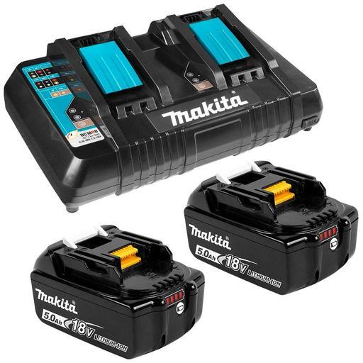 Makita 198928 5 18V Li Ion Cordless Dual Port Charger DC18RD 5.0Ah Batteries BL1850B
