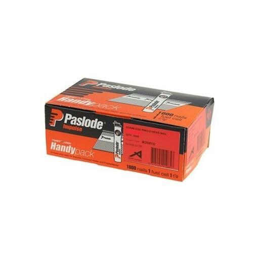 Paslode B20805 Impulse Nails 65mm x 2.87mm D Head Ring Stainless Steel with Gas 1000 Pack