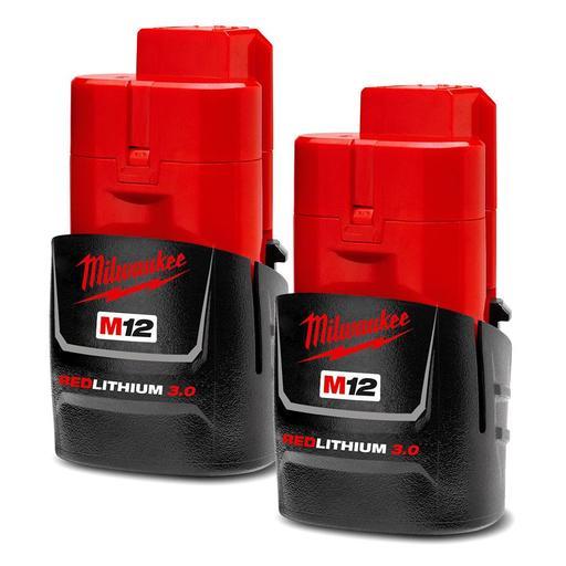 Milwaukee M12B32 2 Pack 12V 3.0Ah Li ion Cordless RED LITHIUM Batteries