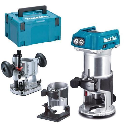 Makita DRT50ZJX2 18V Li Ion Cordless Brushless Laminate Trimmer Router with Attachments Skin Only