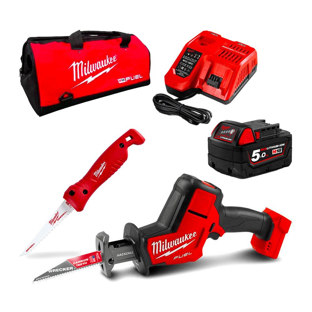 Milwaukee M18FHZ501B 18V 5.0Ah Li ion Cordless FUEL 2pce Hackzall Reciprocating Saw Jab Saw Combo Kit