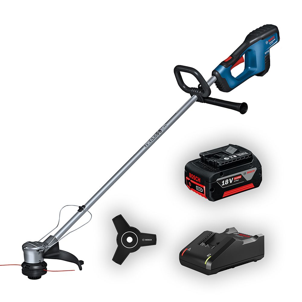 Bosch GFR 18V 23 KIT 1 x 5.0h Charger 0.615.992.63M 18V 5.0Ah Li ion Cordless Brushless 2 in 1 Line Trimmer Brushcutter Combo Kit
