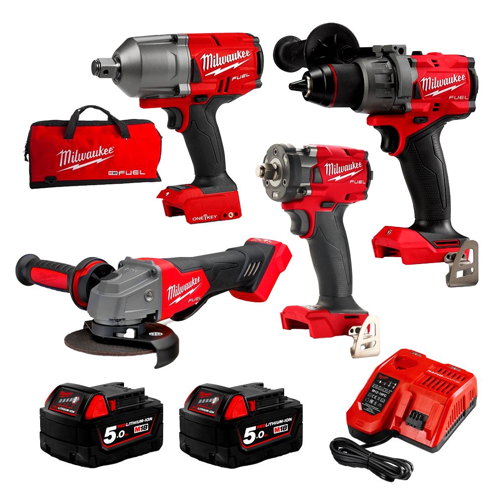 Milwaukee M18FPP4B3502B 18V 5.0Ah Li-ion Cordless 4pce Combo Kit 