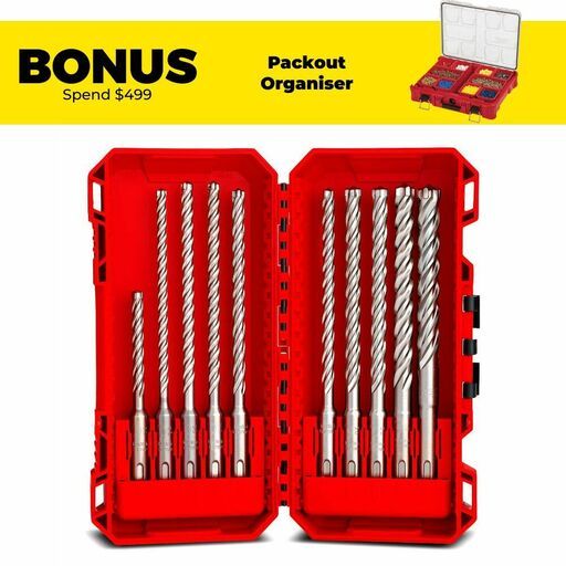 Milwaukee 49323557 10pce SDS-Plus MX4 4-Cut Drill Bit Set