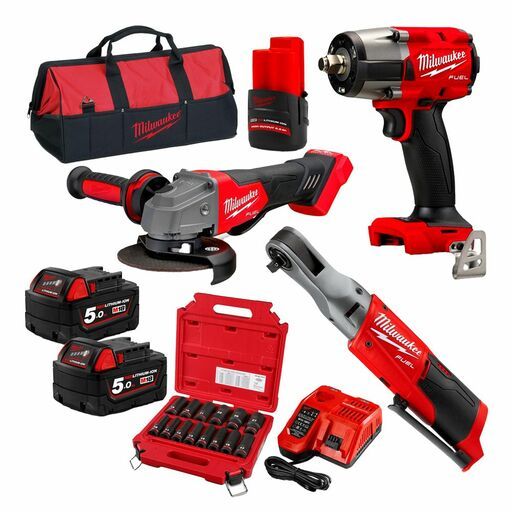 Milwaukee M18FPP3AG523B 18V 5.0Ah Li ion Cordless Fuel 3pce Combo Kit Power Pack