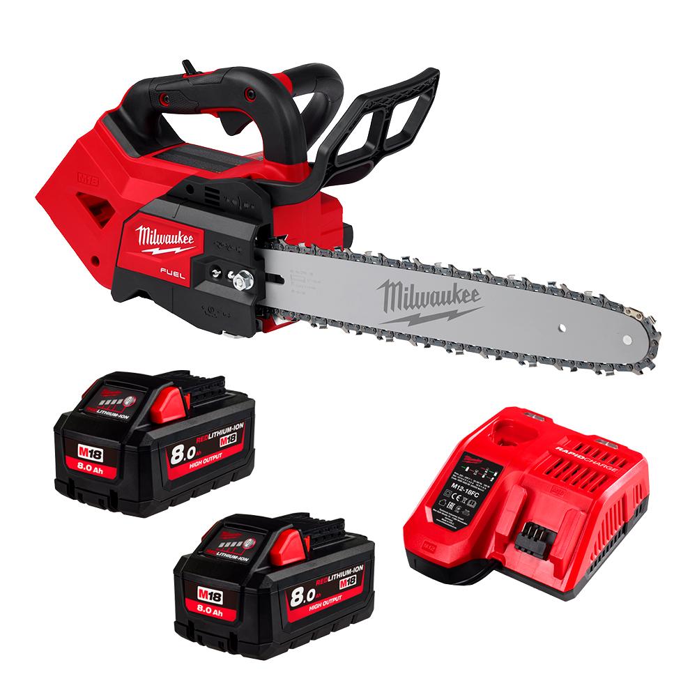 Milwaukee M18FTCHS14802 18V 8.0Ah Li ion Cordless Fuel 356mm 14 Top Handle Chainsaw Combo Kit