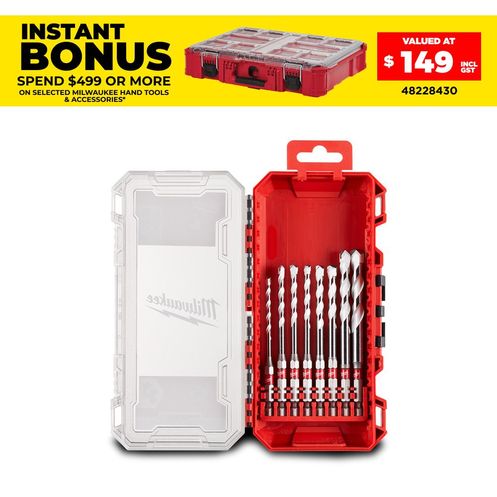 Milwaukee 49323560 8pce SHOCKWAVE Multi-Material Drill Bit Set