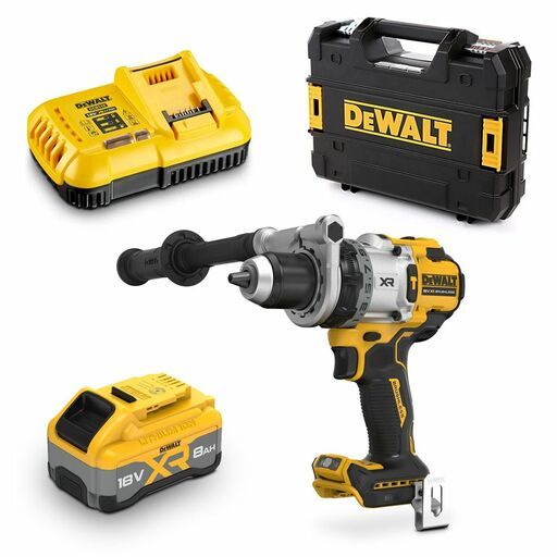 DeWalt DCD1007WW1T XE 18V 8Ah XR Li ion Brushless Cordless Premium Hammer Drill Driver Combo Kit