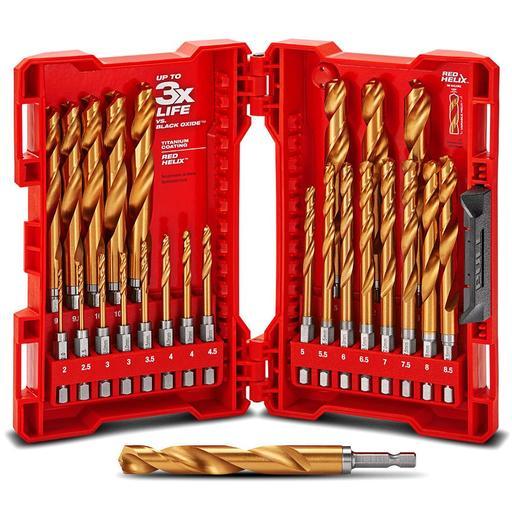 Milwaukee 48894861 25pce SHOCKWAVE RED HELIX Metric Titanium Drill Bit Set