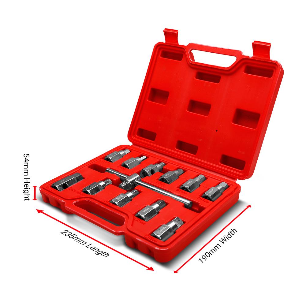 18PC OIL DRAIN Plug Sump Tool 3/8" Wrench Socket Key Set Gearbox Removal Tool £25.55 - UK