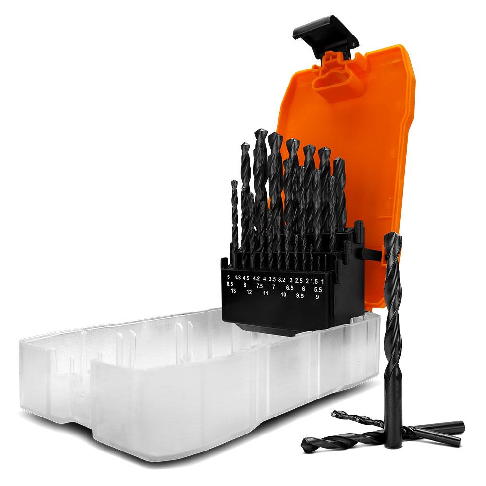 Techsmart TEC25R 25pce Metric 4241 Roll Forged High Speed Steel HSS Drill Bit Set