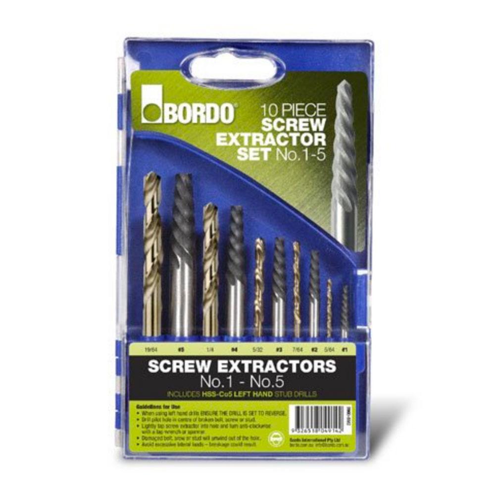 Left handed drill bit and extractor set clearance