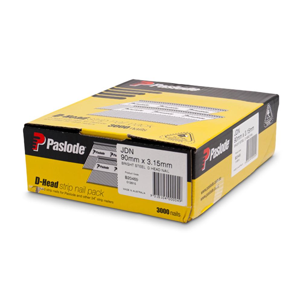 Paslode B20469 3000 Pack 90mm x 3.15mm Bright D Head Framing Nails
