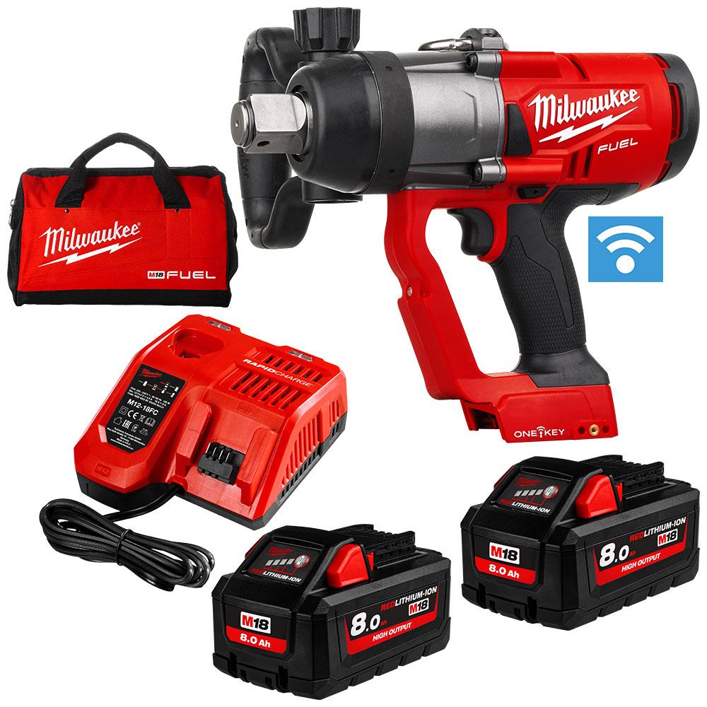 Milwaukee M18ONEFHIWF1 802B 18V 8.0Ah Li ion Cordless Fuel ONE KEY 1 High Torque Impact Wrench Combo Kit