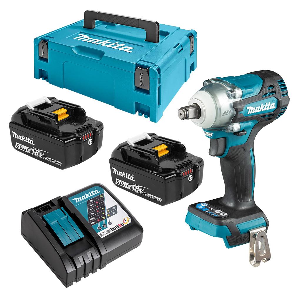 Makita DTW300RTJ 18V 5.0Ah Li ion Cordless Brushless 1 2 Impact Wrench Combo Kit