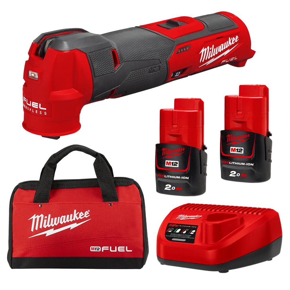 Milwaukee M12FMT 202B 12V 2.0Ah Li Ion Cordless Brushless Fuel Multi Tool Combo Kit