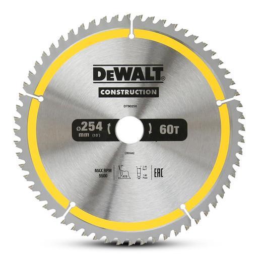 DeWalt DT90250 QZ 254mm 10 60T Construction Circular Saw Blade