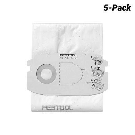 Festool SC FIS for CT MIDI 5x 498411 5 Pack Replacement SelfClean Filter Bags Suits CT MIDI