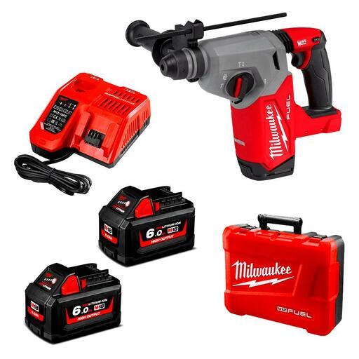 Milwaukee M18FH 602C 18V 6.0Ah Li ion Cordless Brushless 26mm SDS Plus Rotary Hammer Drill Combo Kit
