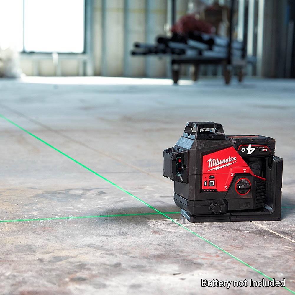 Milwaukee M123PLA401C 12V 4.0Ah Li ion Cordless Green Beam 3 Plane Laser Combo Kit