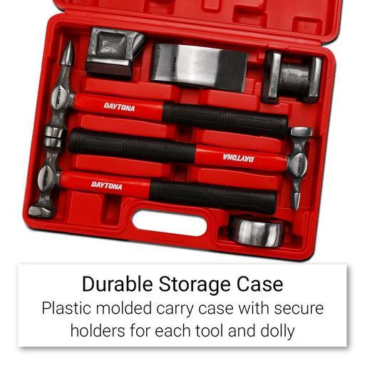 HFS Auto Body Fender Repair Tool Set - 7 Piece Hammer & Dolly Kit | Car Dent Removal Tools