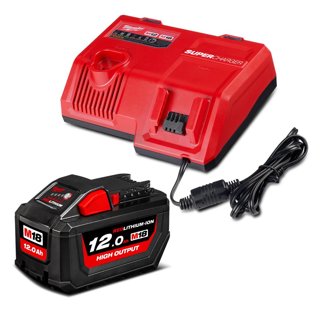 Milwaukee M18HOSPS121B 12V 18V 12.0Ah Li ion Cordless RED LITHIUM High Output Battery Super Charger M12 18SC