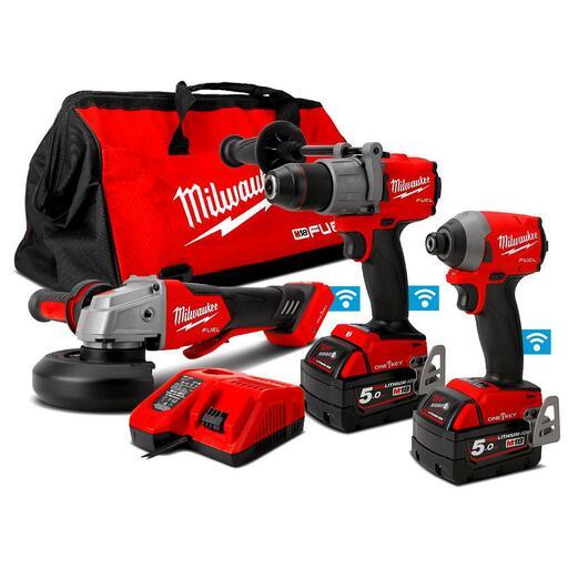 Milwaukee M18ONEPP3A2502B 18V 5.0Ah Li ion Cordless Fuel NEXT GEN ONE KEY 3pce Combo Kit Power Pack