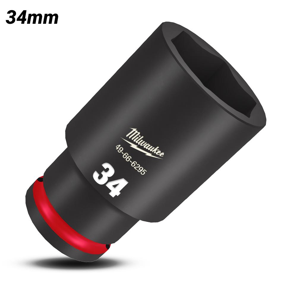 Milwaukee 49666295 1 2 Drive 34mm Metric Shockwave 6 Point Deep Impact Socket