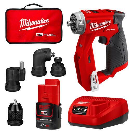 Milwaukee M12FDDXKIT202B 12V 2.0Ah Li ion Cordless Brushless Fuel Installation Drill Driver Combo Kit