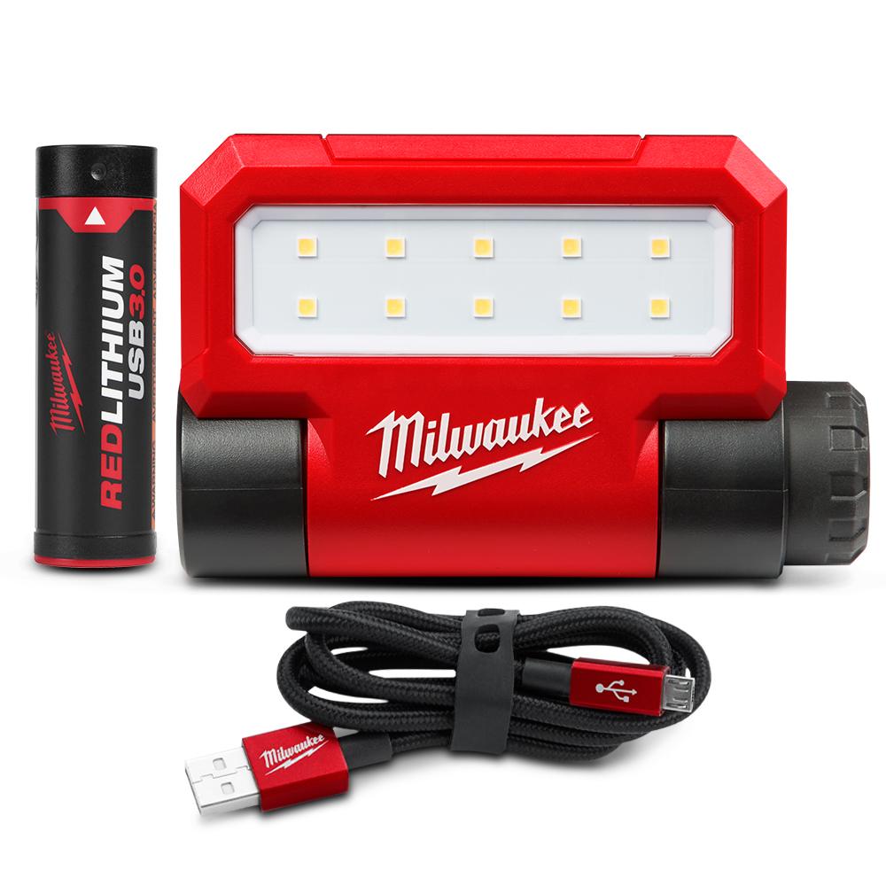 milwaukee 4v flashlight Milwaukee L4FFL301 4V 3.0Ah REDLITHIUM USB Folding Flood Light Kit