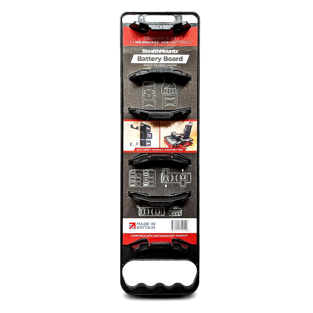 StealthMounts BD MW18 HF 1 M18 Milwaukee Battery Holder Board With Handle Feet