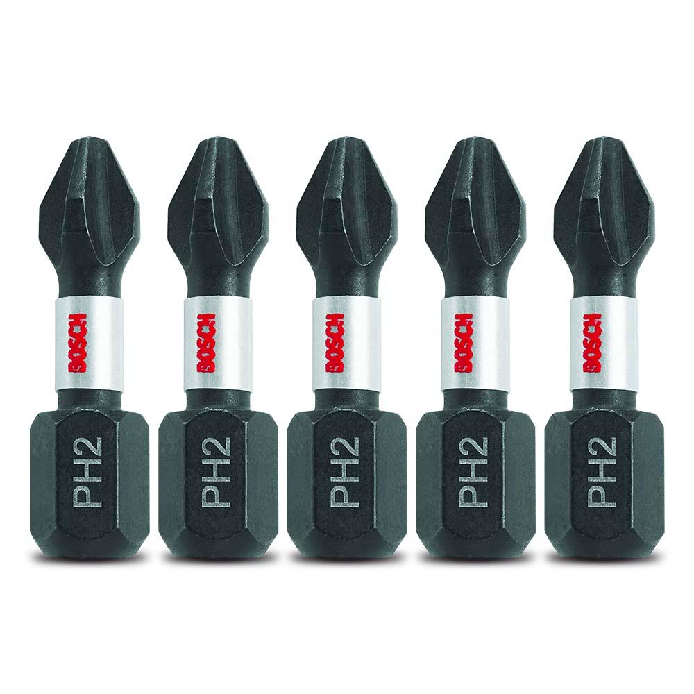 Bosch ITPH2105 2.610.039.539 5 Pack Impact Tough 1 4 25mm PH2 Phillips Insert Screwdriver Bit