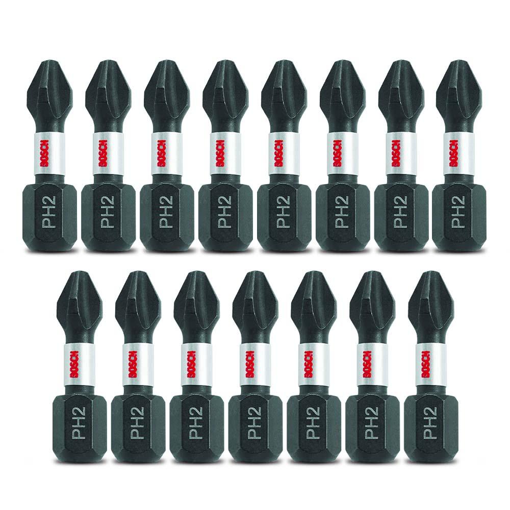 Bosch ITPH2115 2.610.039.540 15 Pack Impact Tough 1 4 25mm PH2 Phillips Insert Screwdriver Bit