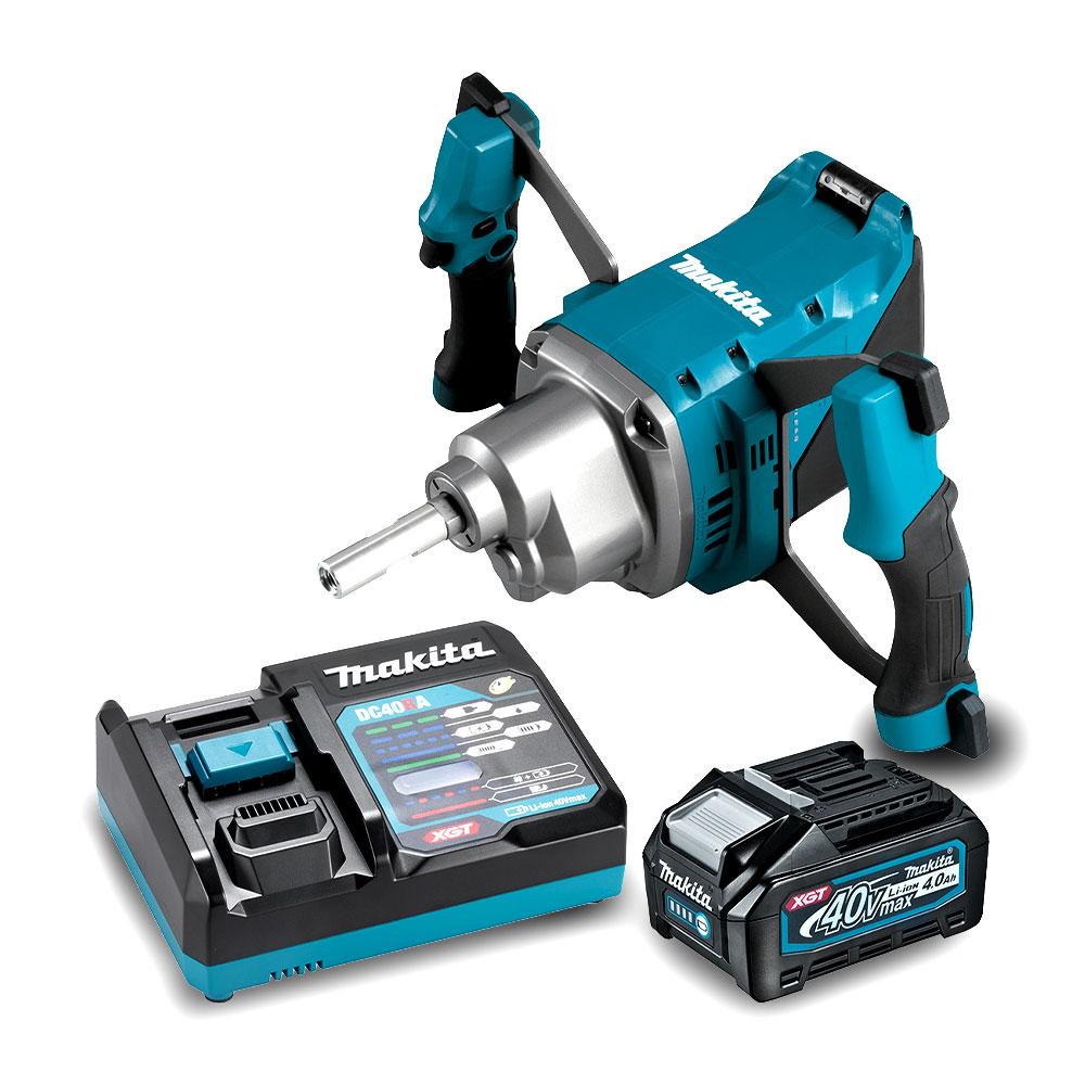 Makita UT001GM102 40V Max XGT 4.0Ah Li ion Cordless Brushless Mixing Stirrer Drill Combo Kit