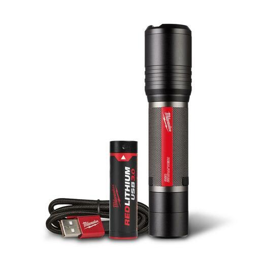 Milwaukee L4FL2000301 REDLITHIUM USB Rechargeable Slide Focus Flashlight Kit